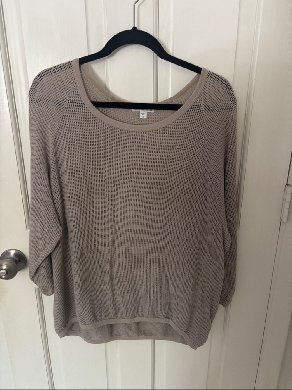 James Perse Open-Knit Crew Sweater in Taupe